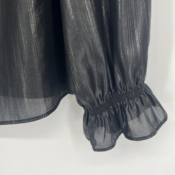 Anthropologie Current Air Bristol Metallic Top Black Medium Whimsygoth Witchy - Picture 6 of 11